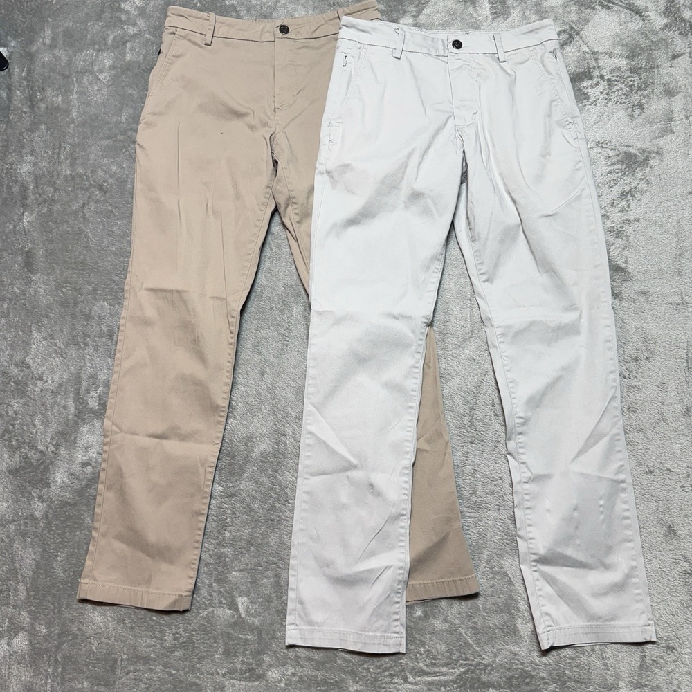 Lot of 2 Birddogs Men's Stretch Chino Performance Golf Pants 28x30 Khaki Gray